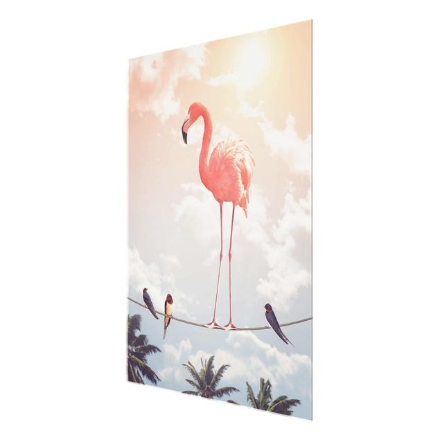 Floral prints Sky With Flamingo