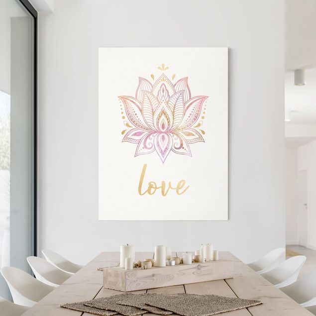 Prints quotes Lotus Illustration Love Gold Light Pink