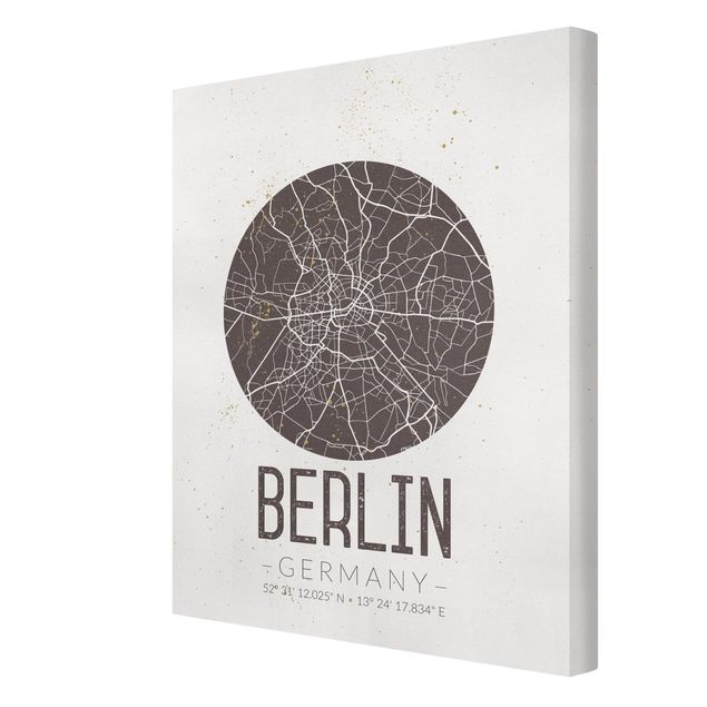 Black and white wall art City Map Berlin - Retro