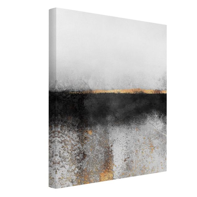 Black and white canvas art Abstract Golden Horizon Black And White
