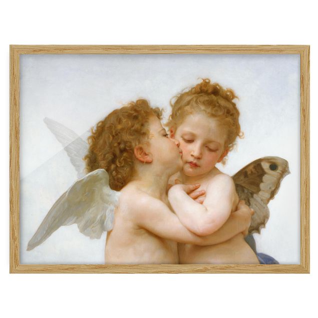 Prints modern William Adolphe Bouguereau - The First Kiss