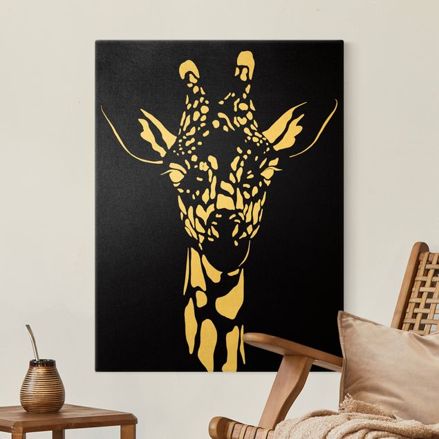 Kitchen Safari Animals - Portrait Giraffe Black