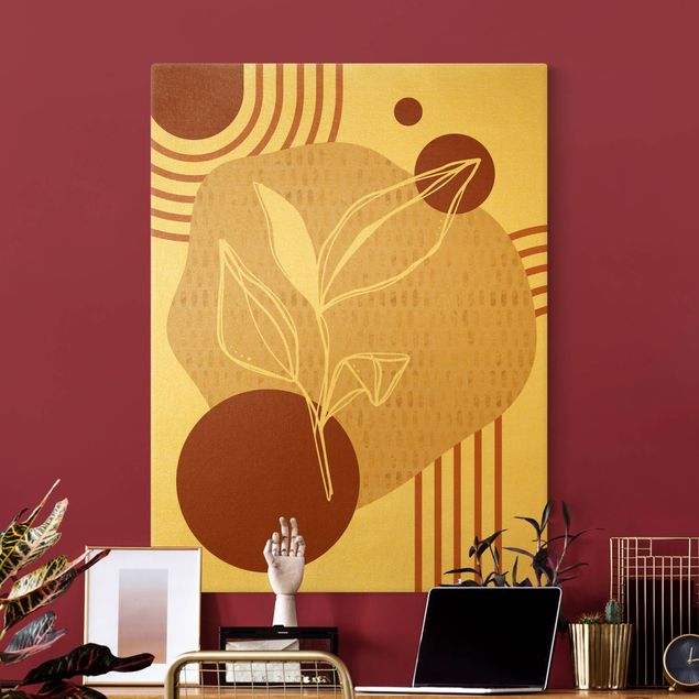 Prints Geometrical Shapes - Leaves Orange Gold