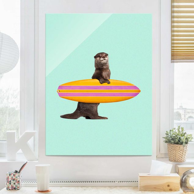 Prints Otter With Surfboard
