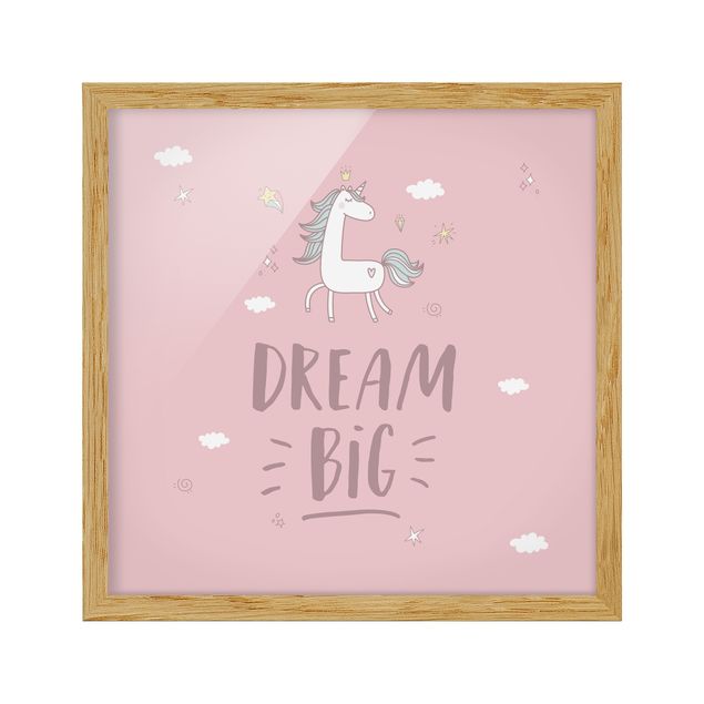 Framed quotes prints Dream big Unicorn