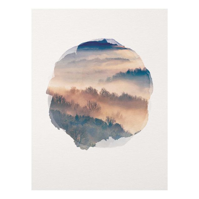 Glass prints landscape WaterColours - Mist At Sunset