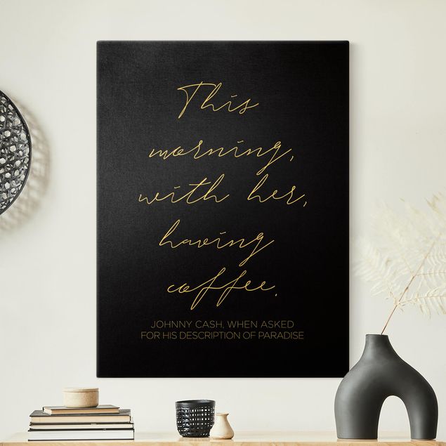Love canvas wall art This morning with her having Coffee Black