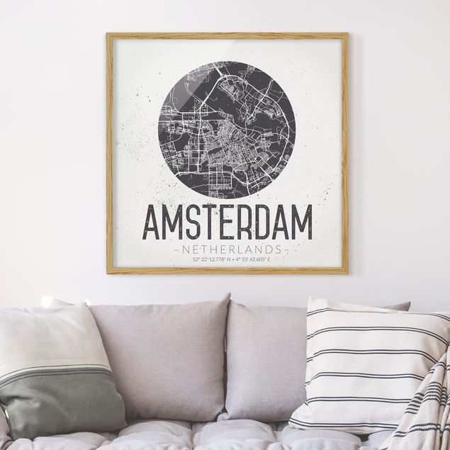 Prints maps Amsterdam City Map - Retro