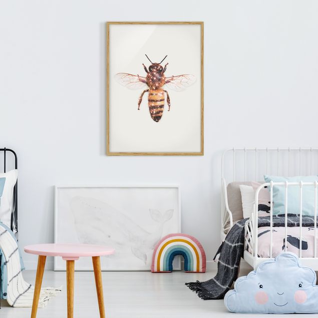Animal wall art Bee With Glitter