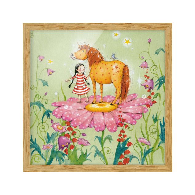 Green canvas wall art The Magic Pony On The Flower