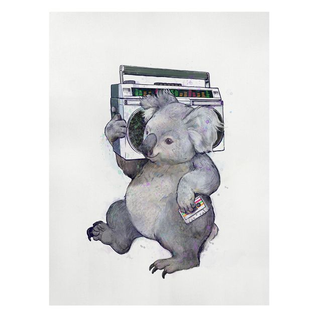 Mountain wall art Illustration Koala With Radio Painting