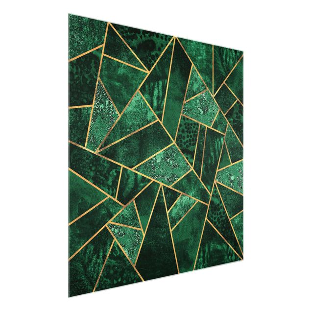 Abstract canvas wall art Dark Emerald With Gold