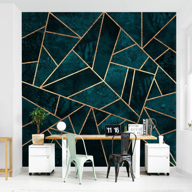Modern wallpaper designs Dark Turquoise With Gold