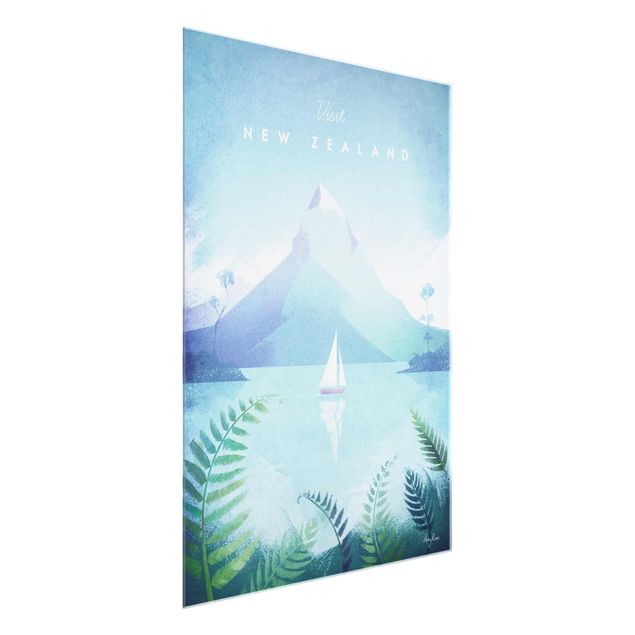 Glass prints mountain Travel Poster - New Zealand