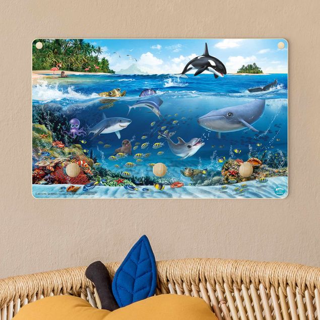 Wall mounted coat rack landscape Animal Club International - Underwater World With Animals