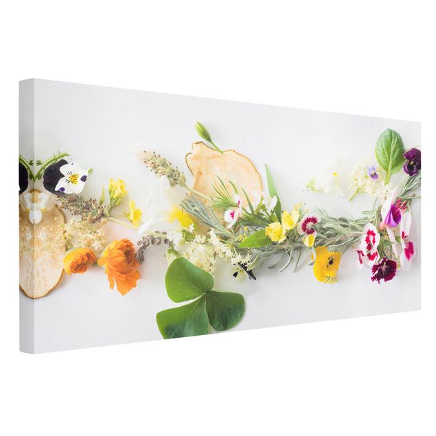 Floral canvas Fresh Herbs With Edible Flowers