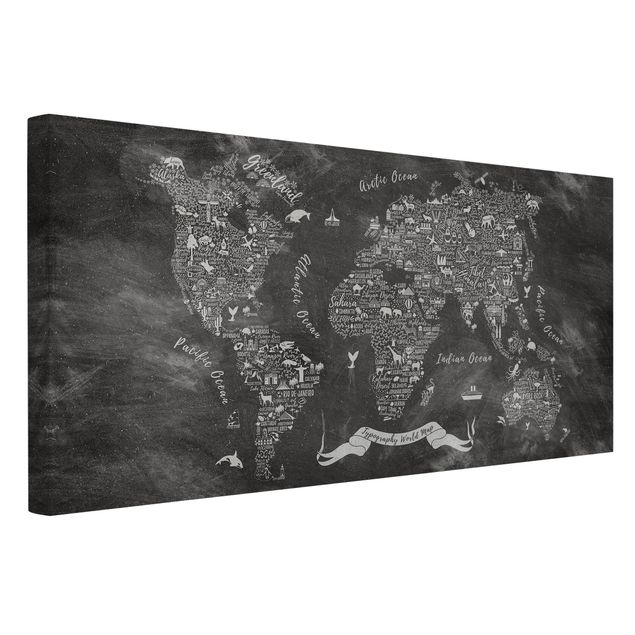Canvas maps Chalk Typography World Map