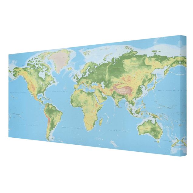 Prints Physical World Map