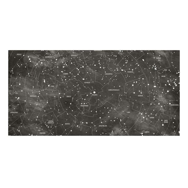 Black and white art Map Of Constellations Blackboard Look