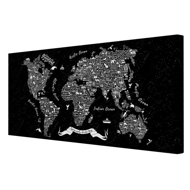 Prints Typography World Map Black