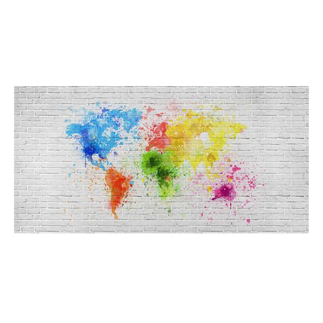 World map canvas White Brick Wall World Map