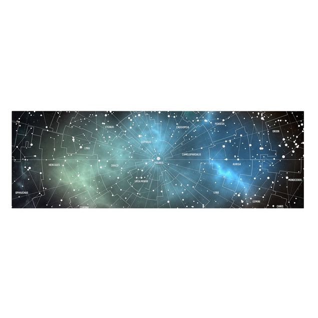 Black art prints Stellar Constellation Map Galactic Nebula