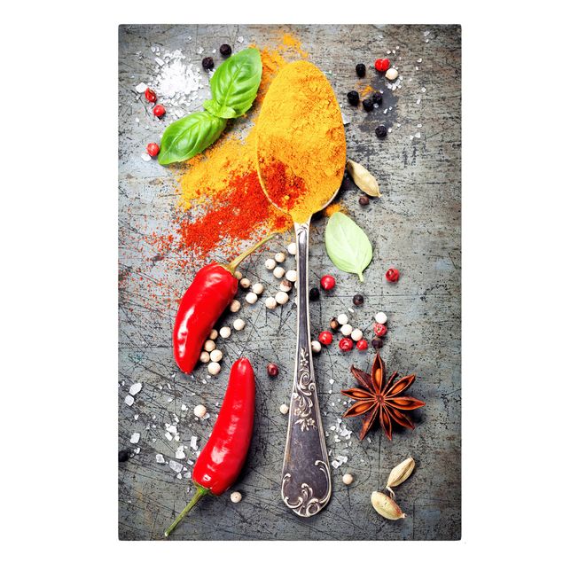 Canvas prints spices and herbs Spoon With Spices
