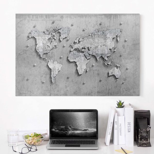 Canvas prints stone Concrete World Map