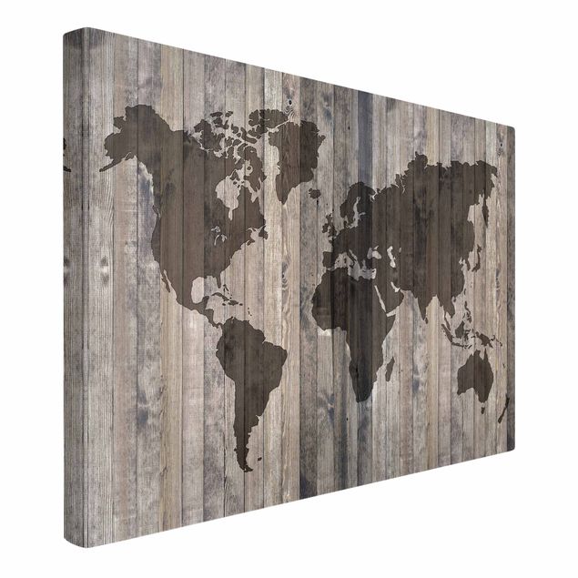 Modern art prints Wood World Map