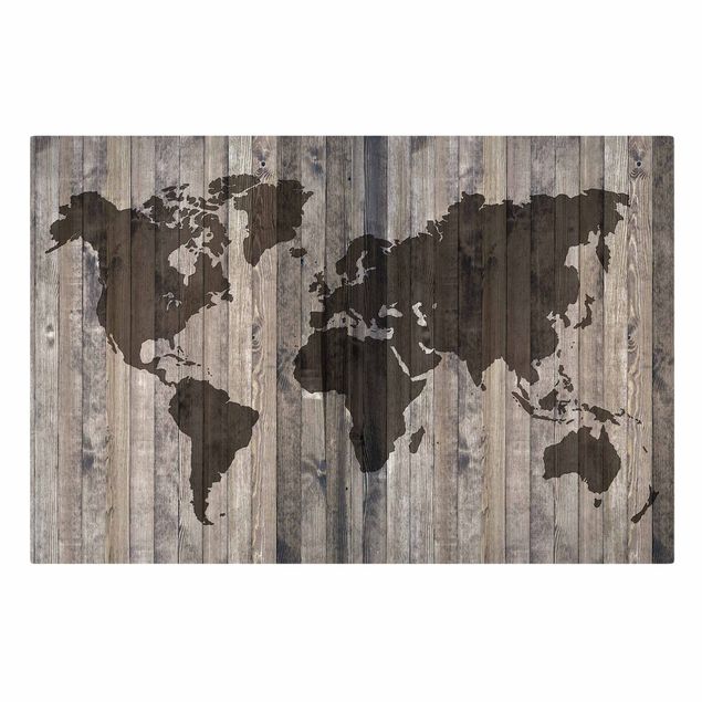Prints Wood World Map