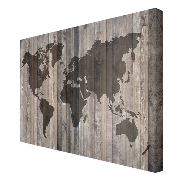 Canvas prints Wood World Map