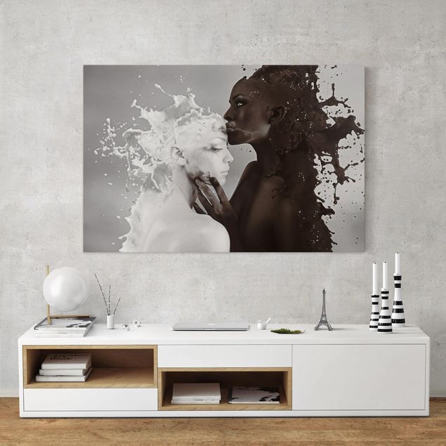 Black and white canvas art Milk & Coffee Kiss