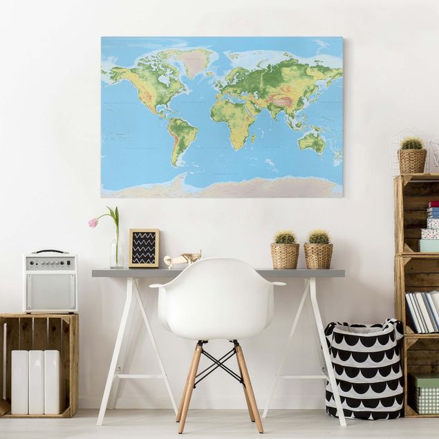 Canvas maps Physical World Map