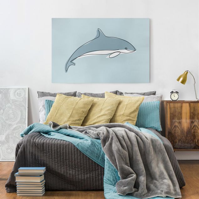 Canvas prints fishes Dolphin Line Art