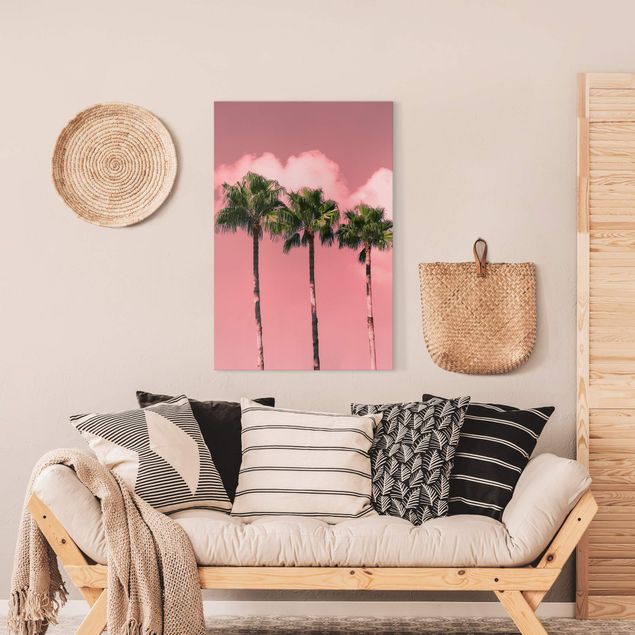 Landscape canvas prints Palm Trees Against Sky Pink