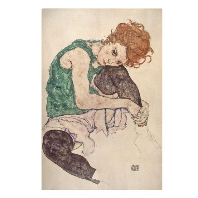 Canvas art Egon Schiele - Sitting Woman With A Knee Up