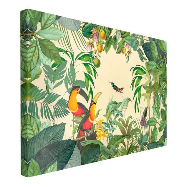 Art prints Vintage Collage - Birds In The Jungle