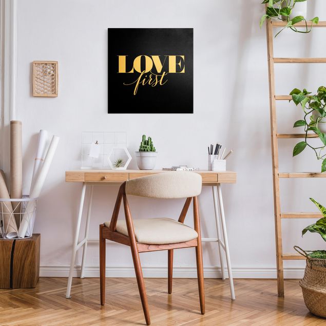 Inspirational quotes on canvas Love first Black