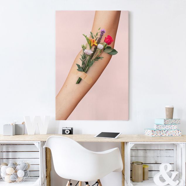 Rose canvas Arm With Flowers
