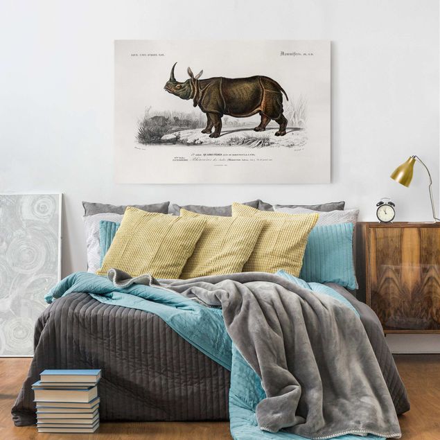 African canvas Vintage Board Rhino