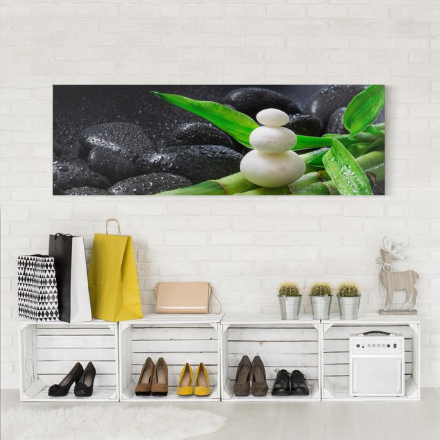 Canvas prints bamboo White Stones On Bamboo
