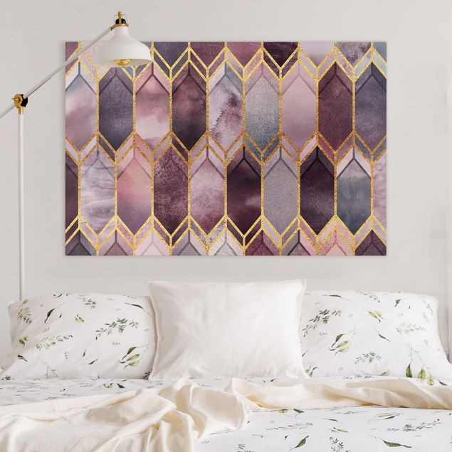 Kitchen Stained Glass Geometric Rose Gold