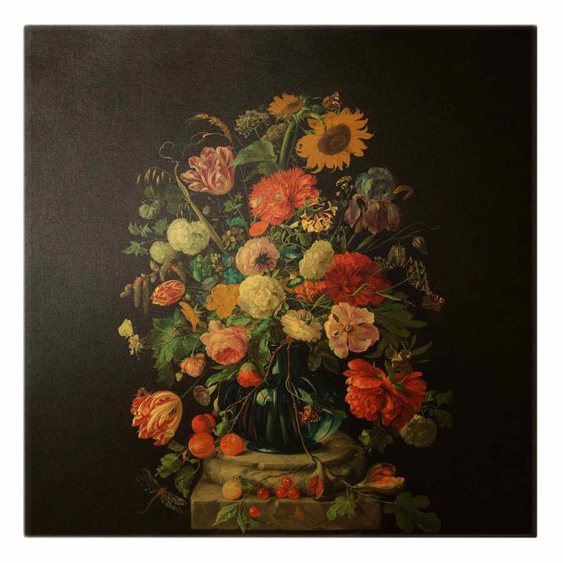 Canvas art Jan Davidsz De Heem - Glass Vase With Flowers