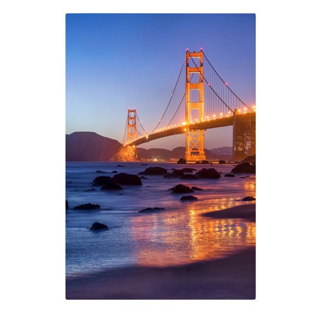 Orange art print Golden Gate Bridge At Dusk