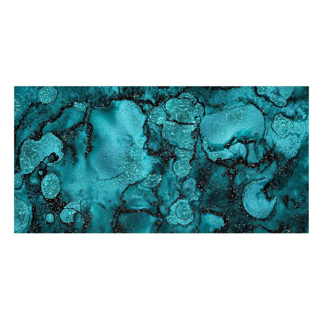 Turquoise canvas wall art Turquoise Drop With Glitter