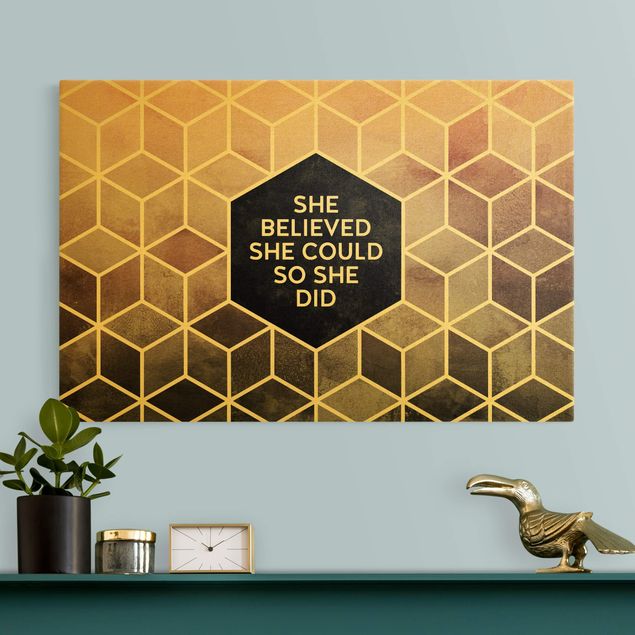 Canvas prints art print Golden Geometry - She Believed She Could