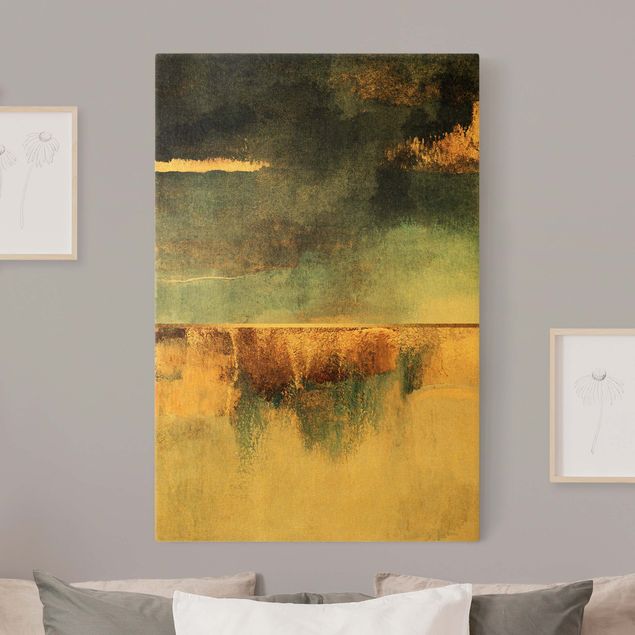 Canvas art Abstract Lakeshore In Gold