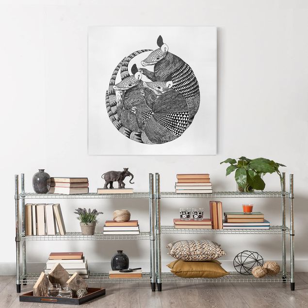 Art posters Illustration Armadillos Black And White Pattern