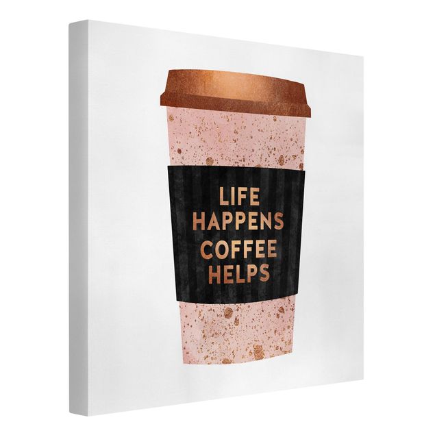 Quote wall art Life Happens Coffee Helps Gold