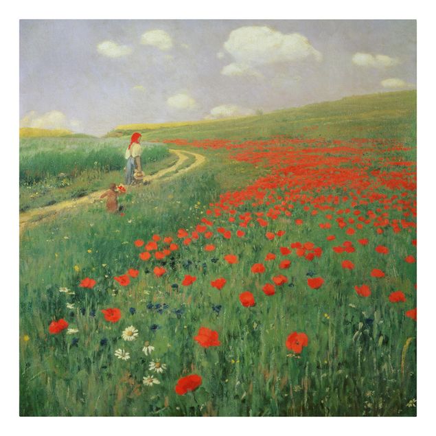 Poppy canvas wall art Pál Szinyei-Merse - Summer Landscape With A Blossoming Poppy